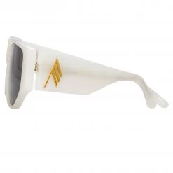 The Attico Ivan Angular Sunglasses In White