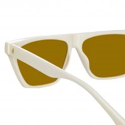 The Attico Erin Flat Top Sunglasses In White Women's