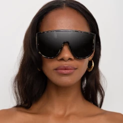LINDA FARROW Sales 30 The Attico Iman Shield Sunglasses In Black Women's