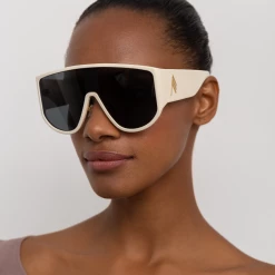 LINDA FARROW Sales 26 Women's The Attico Iman Shield Sunglasses In White