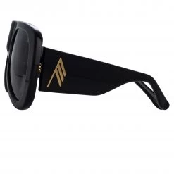 The Attico Edie Aviator Sunglasses In Black
