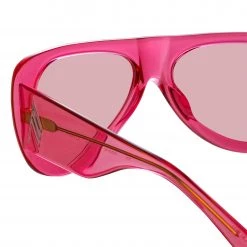 The Attico Edie Aviator Sunglasses In Strawberry