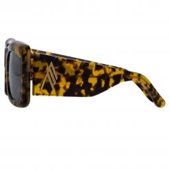 The Attico Marfa Rectangular Sunglasses In Tortoiseshell And Green