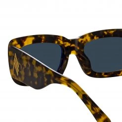 The Attico Marfa Rectangular Sunglasses In Tortoiseshell And Green