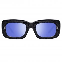 The Attico Marfa Rectangular Sunglasses In Glitter And Blue