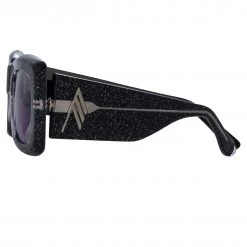 The Attico Marfa Rectangular Sunglasses In Glitter And Blue
