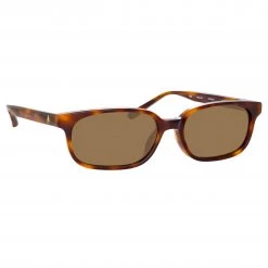 The Attico Gigi Rectangular Sunglasses In Tortoiseshell