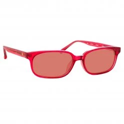 Women's The Attico Gigi Rectangular Sunglasses In Red