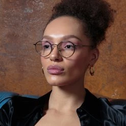 LINDA FARROW (U.K.) Cesar Angular Optical Frame In Nickel And Yellow Gold