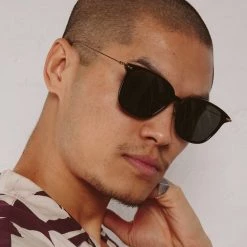 Linda Farrow Linear Coffey A Rectangular Sunglasses In Black (Men's) The LINEAR Collection