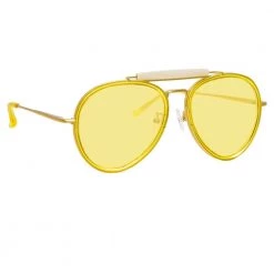 Linda Farrow Women's Dries Van Noten 188 C2 Aviator Sunglasses