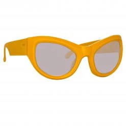 LINDA FARROW Sales 20 Women's Dries Van Noten Wrap Sunglasses In Yellow