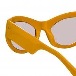Women's Dries Van Noten Wrap Sunglasses In Yellow 7 Women's Dries Van Noten Wrap Sunglasses In Yellow