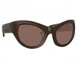 LINDA FARROW Sales 16 Women's Dries Van Noten Wrap Sunglasses In Brown