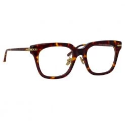 Linda Farrow Linear Empire Optical D-Frame In Tortoiseshell