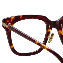 Linda Farrow Linear Empire Optical D-Frame In Tortoiseshell (Men's) Women's