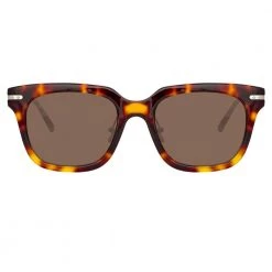 Linda Farrow Linear Empire A D-Frame Sunglasses In Tortoiseshell