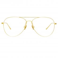 Linda Farrow Linear Lloyds Aviator Optical Frame In Yellow Gold