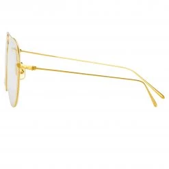Linda Farrow Linear Lloyds Aviator Optical Frame In Yellow Gold 7 Linda Farrow Linear Lloyds Aviator Optical Frame In Yellow Gold