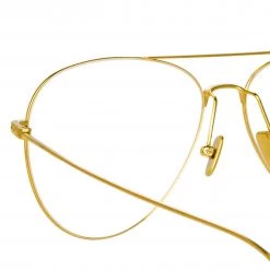 Linda Farrow Linear Lloyds Aviator Optical Frame In Yellow Gold 6 Linda Farrow Linear Lloyds Aviator Optical Frame In Yellow Gold