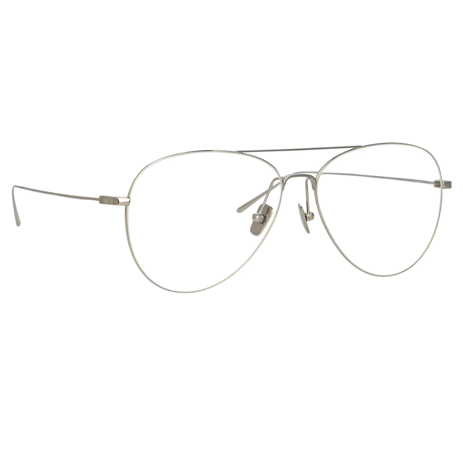 Linda Farrow Linear Lloyds Aviator Optical Frame In White Gold 4 Linda Farrow Linear Lloyds Aviator Optical Frame In White Gold