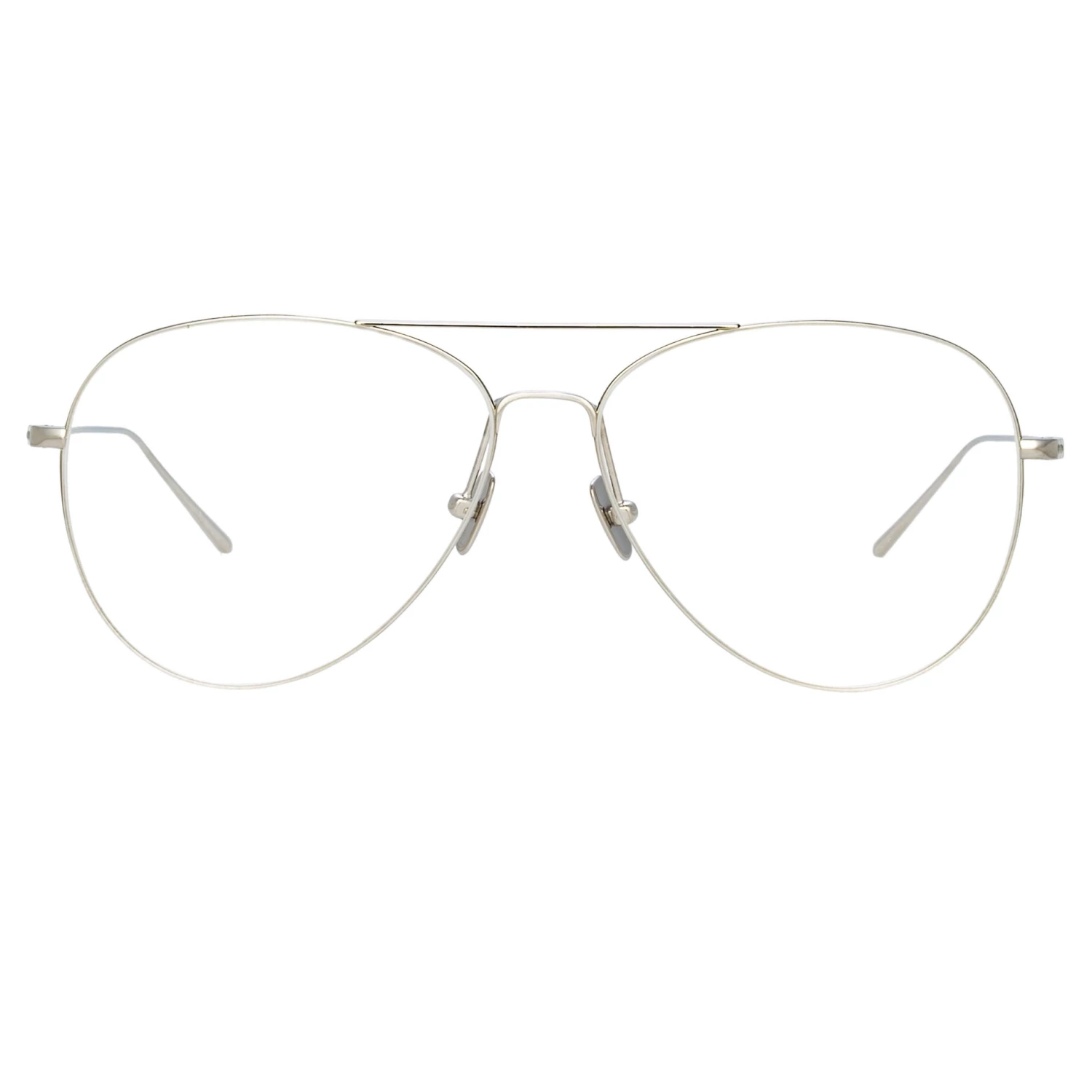 Linda Farrow Linear Lloyds Aviator Optical Frame In White Gold 1 Linda Farrow Linear Lloyds Aviator Optical Frame In White Gold