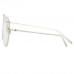 Linda Farrow Linear Lloyds Aviator Optical Frame In White Gold 6 Linda Farrow Linear Lloyds Aviator Optical Frame In White Gold