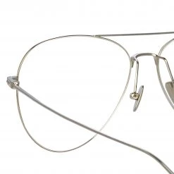 Linda Farrow Linear Lloyds Aviator Optical Frame In White Gold