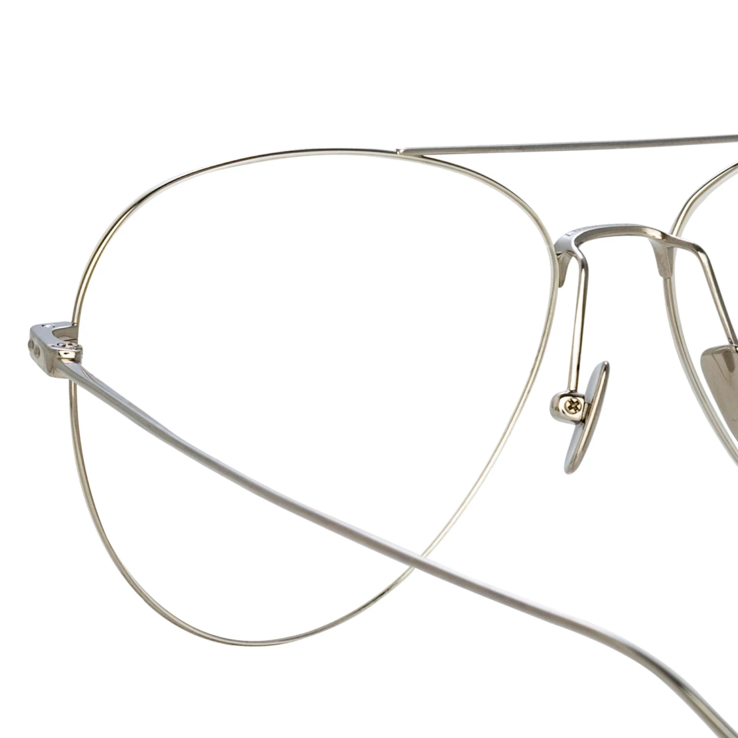 Linda Farrow Linear Lloyds Aviator Optical Frame In White Gold 2 Linda Farrow Linear Lloyds Aviator Optical Frame In White Gold