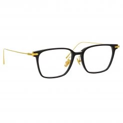 Linda Farrow Gehry Rectangular Optical Frame In Yellow Gold And Black Women's