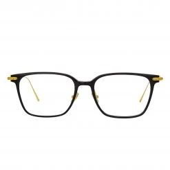 Linda Farrow Gehry Rectangular Optical Frame In Yellow Gold And Black Women's