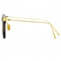 Linda Farrow Gehry Rectangular Optical Frame In Yellow Gold And Black Women's