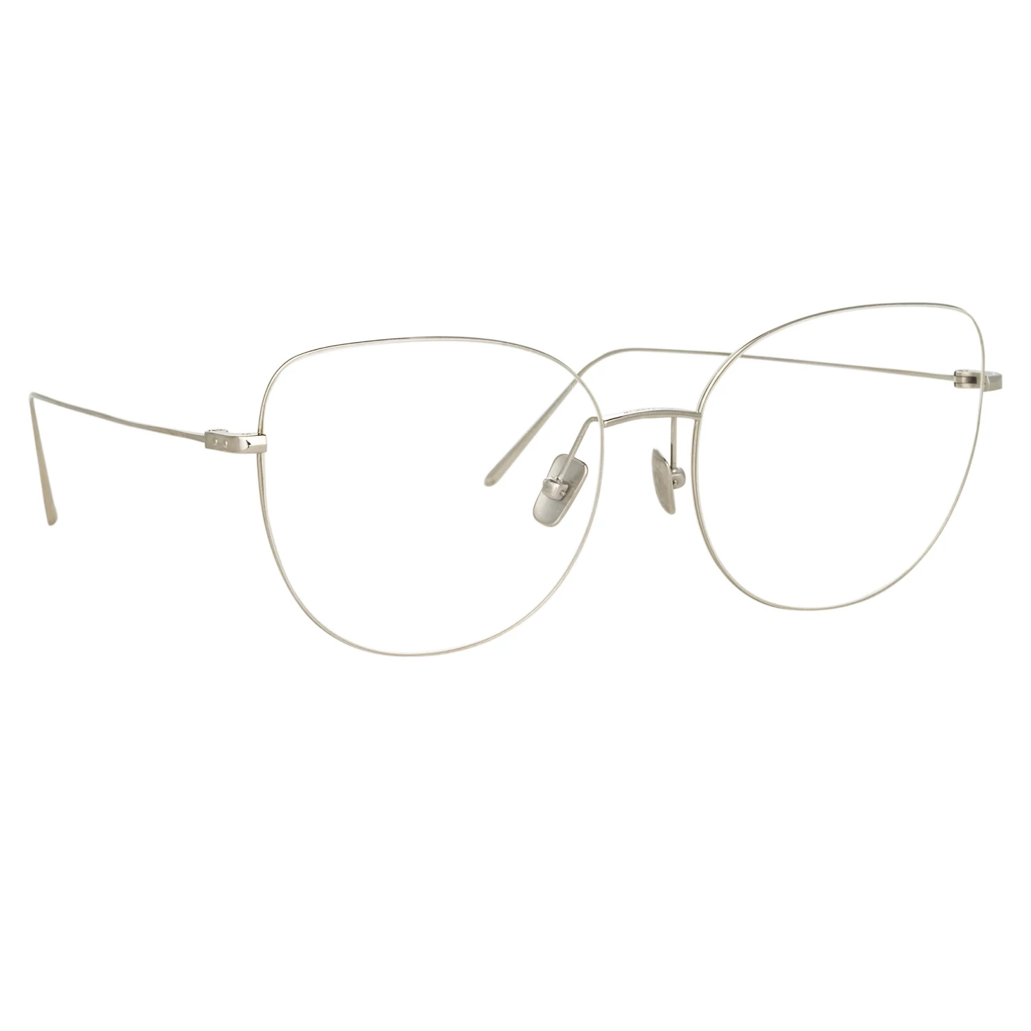 Linda Farrow Linear Maya Cat Eye Optical Frame In White Gold 2 Linda Farrow Linear Maya Cat Eye Optical Frame In White Gold