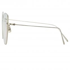 Linda Farrow Linear Maya Cat Eye Optical Frame In White Gold 7 Linda Farrow Linear Maya Cat Eye Optical Frame In White Gold