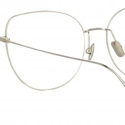 Linda Farrow Linear Maya Cat Eye Optical Frame In White Gold 8 Linda Farrow Linear Maya Cat Eye Optical Frame In White Gold