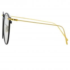 Linda Farrow Linear Sophia Oval Optical Frame In Black And Yellow Gold