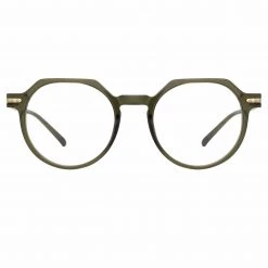 Linda Farrow Linear Griffin Oval Optical Frame In Green