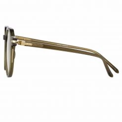 Linda Farrow Linear Griffin Oval Optical Frame In Green