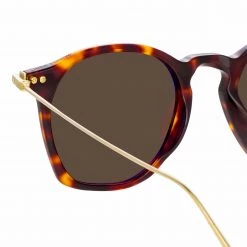 Linda Farrow Linear Mila A Square Sunglasses In Tortoiseshell Women's