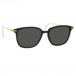 Linda Farrow Linear Coffey A Rectangular Sunglasses In Black The LINEAR Collection