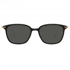 Linda Farrow Linear Coffey A Rectangular Sunglasses In Black (Men's) The LINEAR Collection