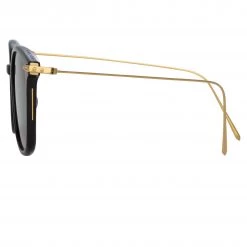 Linda Farrow Linear Coffey A Rectangular Sunglasses In Black (Men's) The LINEAR Collection