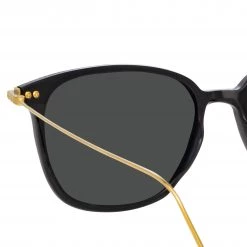 Linda Farrow Linear Coffey A Rectangular Sunglasses In Black (Men's) The LINEAR Collection