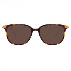 Linda Farrow Linear The LINEAR Collection Coffey A Rectangular Sunglasses In Tortoiseshell