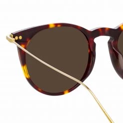 Linda Farrow Linear The LINEAR Collection Ellis A Oval Sunglasses In Tortoiseshell