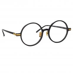 Linda Farrow Linear Spire A Round Optical Frame In Black