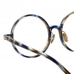 Linda Farrow Linear Spire A Round Optical Frame In Blue Tortoiseshell The LINDA FARROW Spring/Summer '22 Collection 7 Linda Farrow Linear Spire A Round Optical Frame In Blue Tortoiseshell The LINDA FARROW Spring/Summer '22 Collection