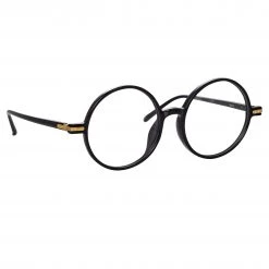 Linda Farrow Linear Spire Round Optical Frame In Black