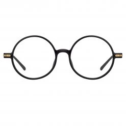 Linda Farrow Linear Spire Round Optical Frame In Black