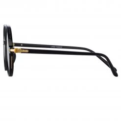 Linda Farrow Linear Spire Round Optical Frame In Black